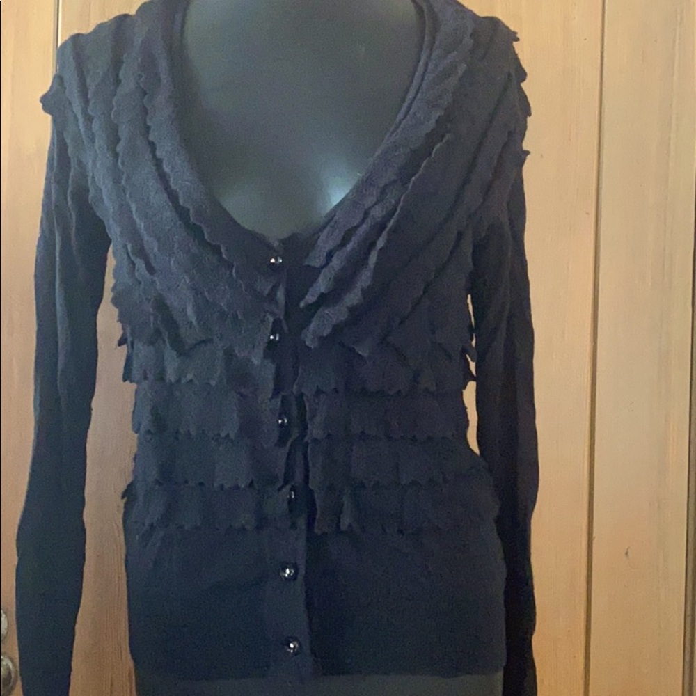 Wool & cashmere ruffled cardigan with fun buttons